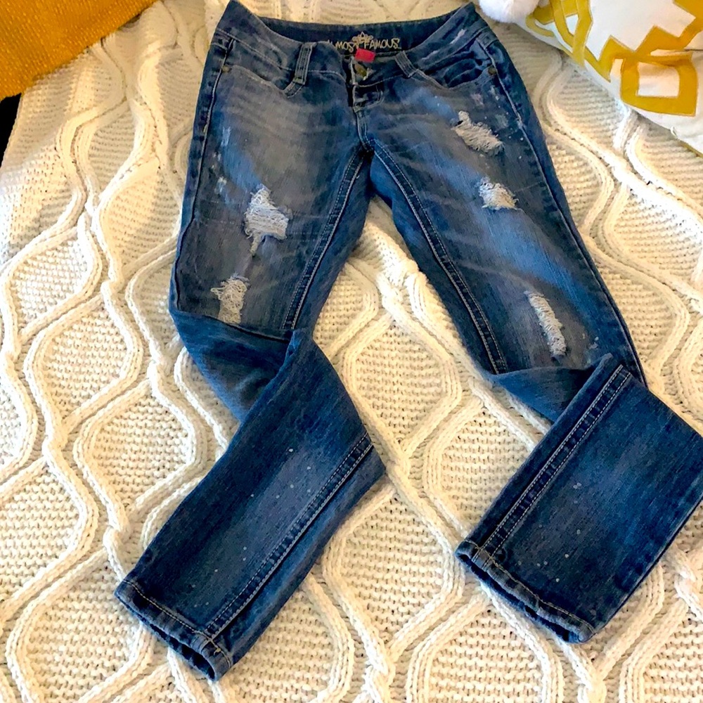 Faded worn skinny jeans